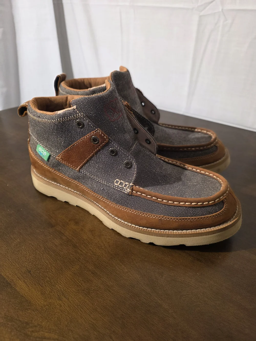 Twisted X Eco-Friendly Brown Leather & Denim High-Top Shoes